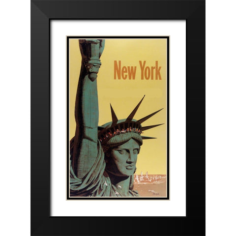 NY Liberty Black Modern Wood Framed Art Print with Double Matting by Vintage Apple Collection