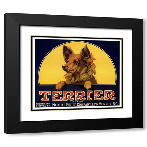 Terrier Label Black Modern Wood Framed Art Print with Double Matting by Vintage Apple Collection