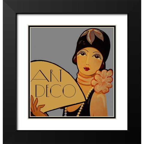 Art Deco Flapper Black Modern Wood Framed Art Print with Double Matting by Vintage Apple Collection