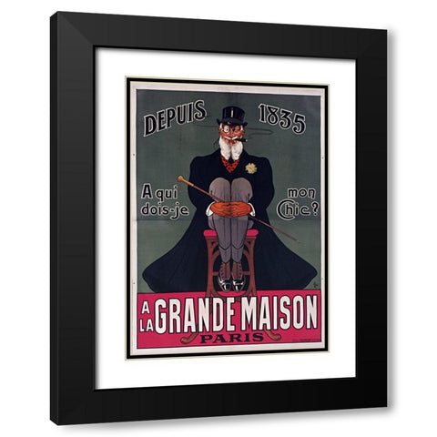 Grand Maison Paris Black Modern Wood Framed Art Print with Double Matting by Vintage Apple Collection