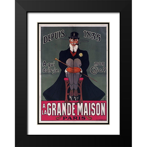 Grand Maison Paris Black Modern Wood Framed Art Print with Double Matting by Vintage Apple Collection