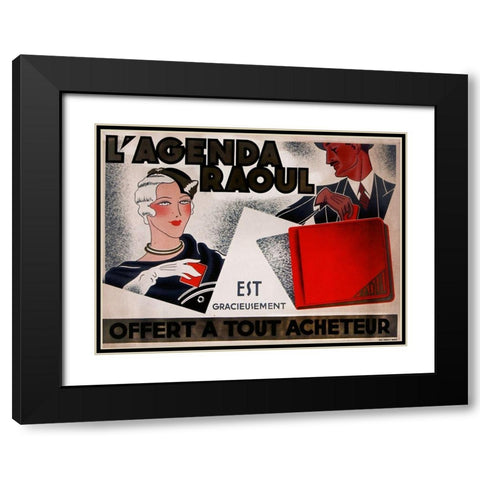 La Agenda Raoul Black Modern Wood Framed Art Print with Double Matting by Vintage Apple Collection