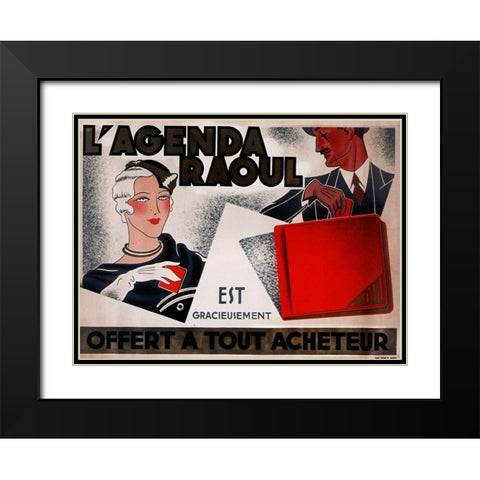 La Agenda Raoul Black Modern Wood Framed Art Print with Double Matting by Vintage Apple Collection