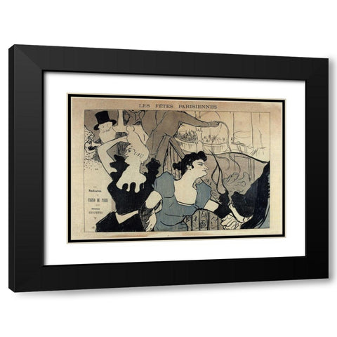 Lautrec Les Fetes Parisiennes Black Modern Wood Framed Art Print with Double Matting by Vintage Apple Collection