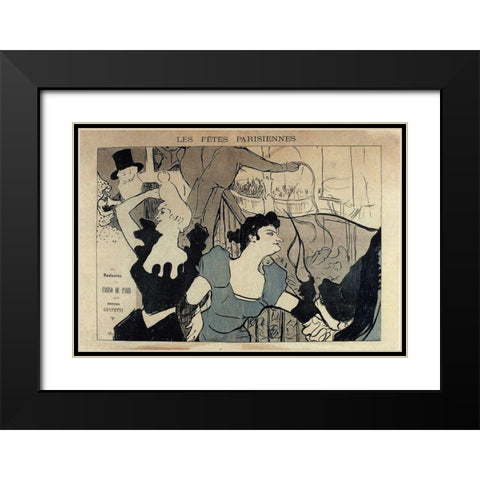Lautrec Les Fetes Parisiennes Black Modern Wood Framed Art Print with Double Matting by Vintage Apple Collection