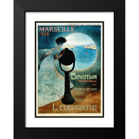 Marseille 1908 Black Modern Wood Framed Art Print with Double Matting by Vintage Apple Collection