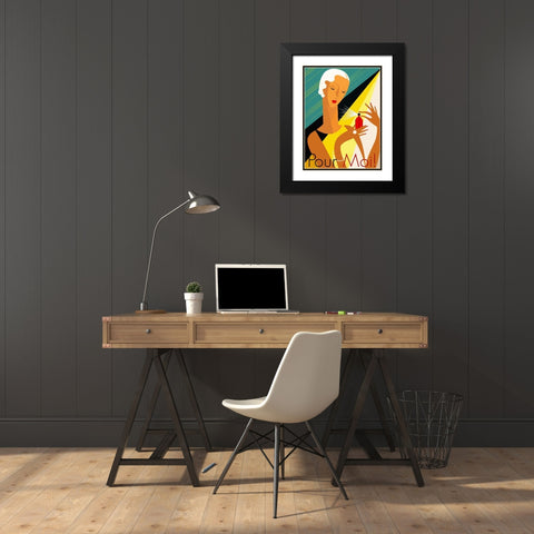 Pour Moi Black Modern Wood Framed Art Print with Double Matting by Vintage Apple Collection