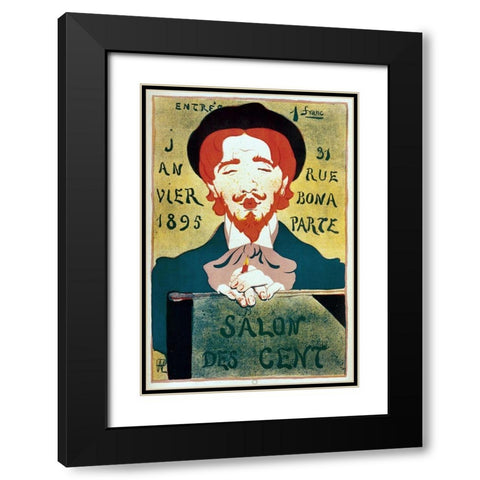 Salon Des Cent Artist Black Modern Wood Framed Art Print with Double Matting by Vintage Apple Collection