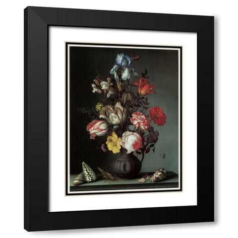 Flowers Two Black Modern Wood Framed Art Print with Double Matting by Vintage Apple Collection