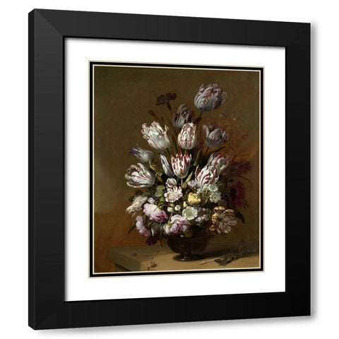Flowers Fifteen Black Modern Wood Framed Art Print with Double Matting by Vintage Apple Collection