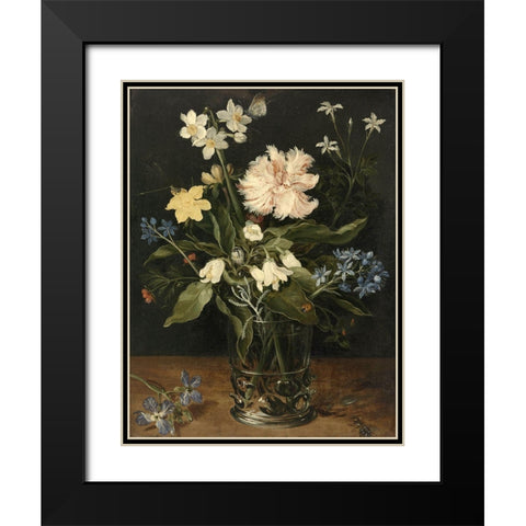Flowers Sixteen Black Modern Wood Framed Art Print with Double Matting by Vintage Apple Collection