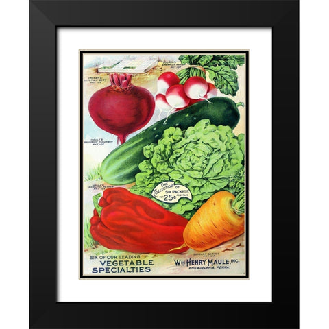 1915 Maule Seed Veggies Black Modern Wood Framed Art Print with Double Matting by Vintage Apple Collection