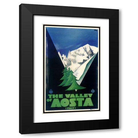 Aosta Italia Black Modern Wood Framed Art Print with Double Matting by Vintage Apple Collection