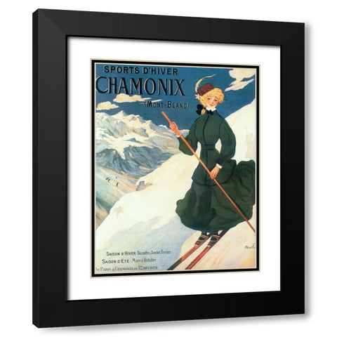 Chamonix Mont Blanc Black Modern Wood Framed Art Print with Double Matting by Vintage Apple Collection