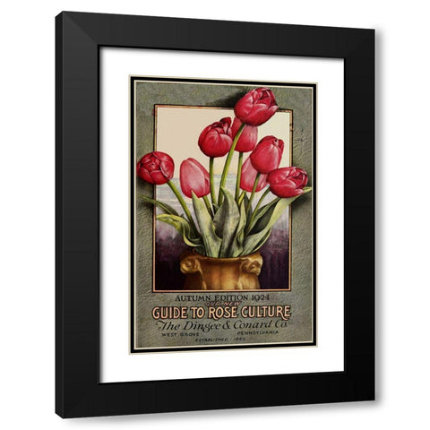 Red Roses Black Modern Wood Framed Art Print with Double Matting by Vintage Apple Collection