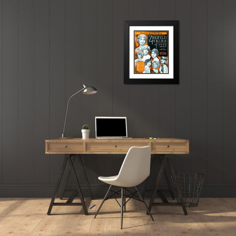 Zig 004 Black Modern Wood Framed Art Print with Double Matting by Vintage Apple Collection