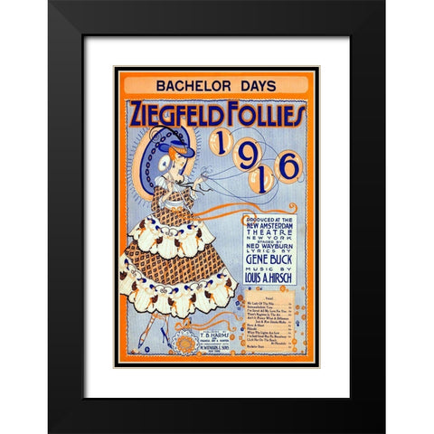 Zig 013 Black Modern Wood Framed Art Print with Double Matting by Vintage Apple Collection