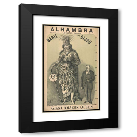 Amazon Woman Black Modern Wood Framed Art Print with Double Matting by Vintage Apple Collection