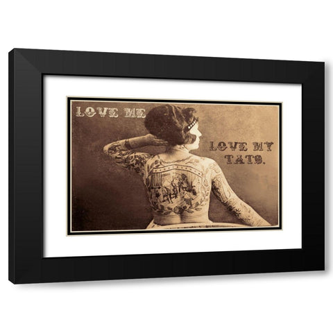 Love Me Black Modern Wood Framed Art Print with Double Matting by Vintage Apple Collection