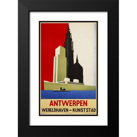 Antwerpen Black Modern Wood Framed Art Print with Double Matting by Vintage Apple Collection