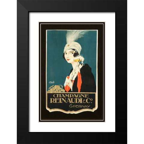Champagne Renaudi Black Modern Wood Framed Art Print with Double Matting by Vintage Apple Collection