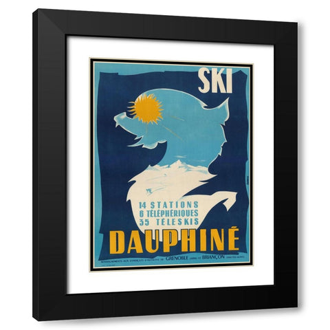 Ski Dauphine Black Modern Wood Framed Art Print with Double Matting by Vintage Apple Collection