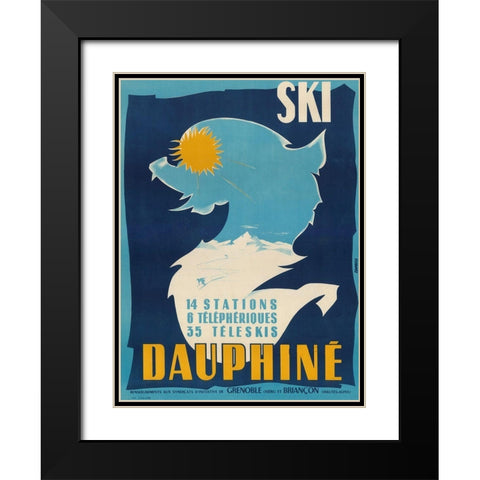 Ski Dauphine Black Modern Wood Framed Art Print with Double Matting by Vintage Apple Collection