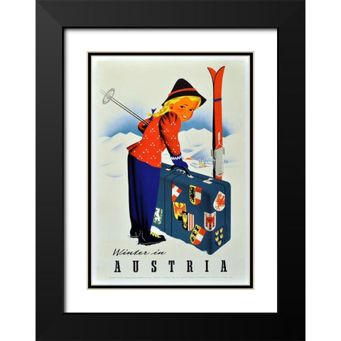 Winter Austria Black Modern Wood Framed Art Print with Double Matting by Vintage Apple Collection