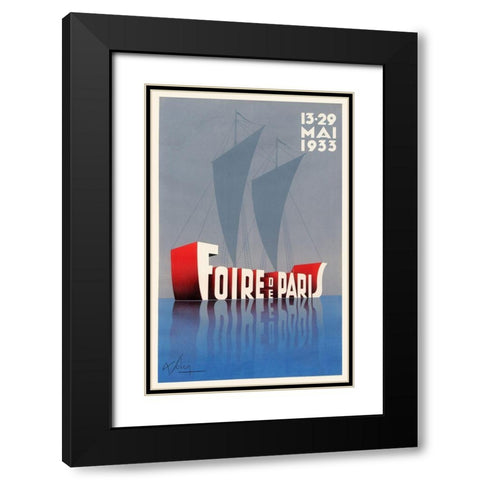 Foire De Paris Black Modern Wood Framed Art Print with Double Matting by Vintage Apple Collection