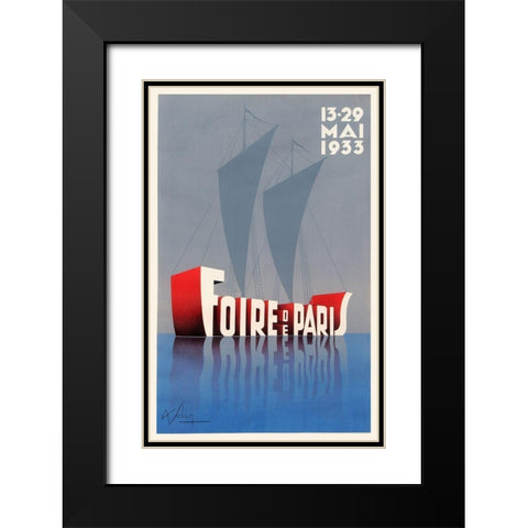 Foire De Paris Black Modern Wood Framed Art Print with Double Matting by Vintage Apple Collection