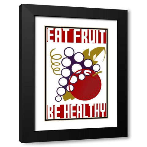 Eat Fruit Be Healthy Black Modern Wood Framed Art Print with Double Matting by Vintage Apple Collection