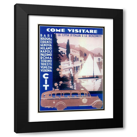 Italian Cities Black Modern Wood Framed Art Print with Double Matting by Vintage Apple Collection