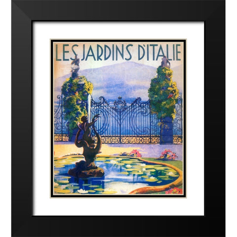 Italian Gardens Black Modern Wood Framed Art Print with Double Matting by Vintage Apple Collection