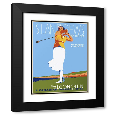 St. Andrews Black Modern Wood Framed Art Print with Double Matting by Vintage Apple Collection