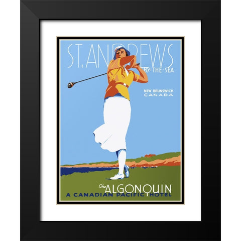 St. Andrews Black Modern Wood Framed Art Print with Double Matting by Vintage Apple Collection
