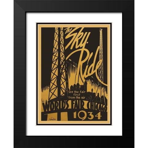 Sky Ride Black Modern Wood Framed Art Print with Double Matting by Vintage Apple Collection