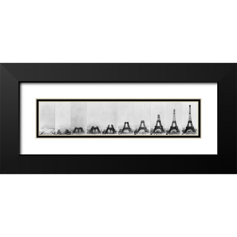 Building Eiffel Black Modern Wood Framed Art Print with Double Matting by Vintage Apple Collection