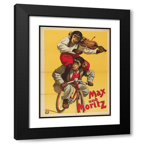 Chimps One Black Modern Wood Framed Art Print with Double Matting by Vintage Apple Collection