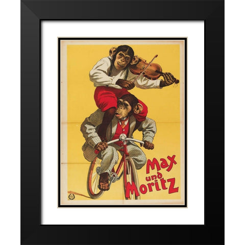 Chimps One Black Modern Wood Framed Art Print with Double Matting by Vintage Apple Collection