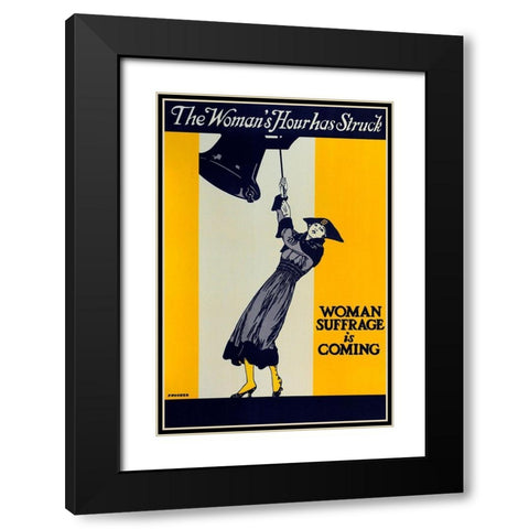 Womans Suffrage Black Modern Wood Framed Art Print with Double Matting by Vintage Apple Collection