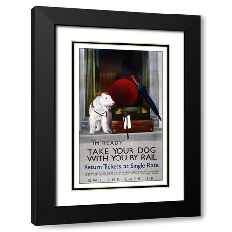 Dog Rail Black Modern Wood Framed Art Print with Double Matting by Vintage Apple Collection