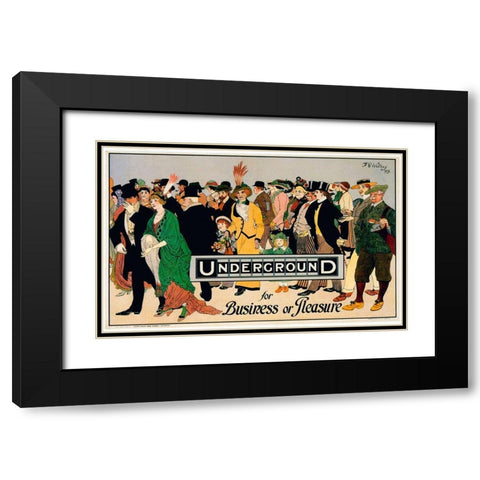 Underground Business Black Modern Wood Framed Art Print with Double Matting by Vintage Apple Collection