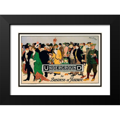 Underground Business Black Modern Wood Framed Art Print with Double Matting by Vintage Apple Collection