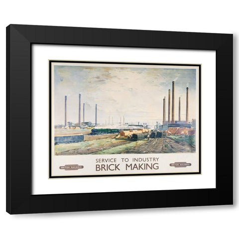 British Railways Black Modern Wood Framed Art Print with Double Matting by Vintage Apple Collection
