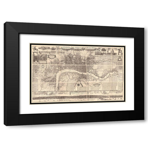 London Actually Surveyed Black Modern Wood Framed Art Print with Double Matting by Vintage Apple Collection