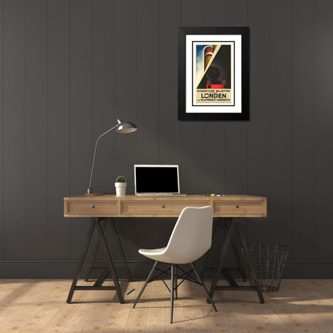 London Harwich Black Modern Wood Framed Art Print with Double Matting by Vintage Apple Collection