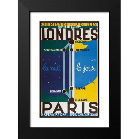 Londres Black Modern Wood Framed Art Print with Double Matting by Vintage Apple Collection