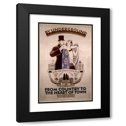 Underground Country to Heart of Town Black Modern Wood Framed Art Print with Double Matting by Vintage Apple Collection