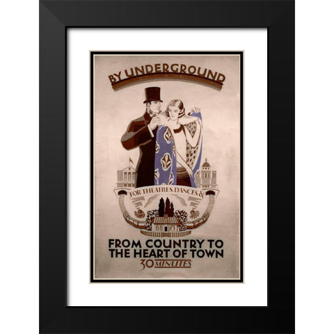 Underground Country to Heart of Town Black Modern Wood Framed Art Print with Double Matting by Vintage Apple Collection