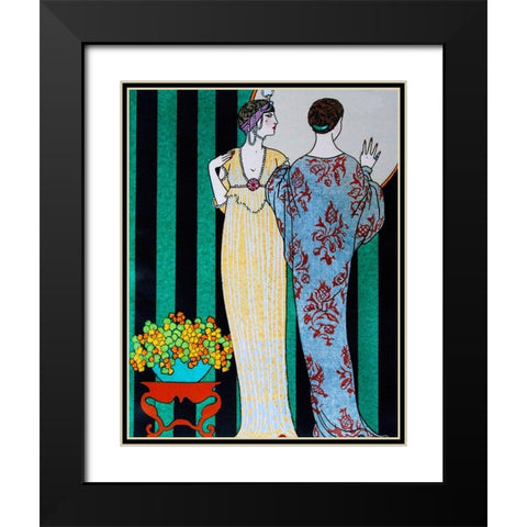 Barbier Two Fashion Plaits Black Modern Wood Framed Art Print with Double Matting by Vintage Apple Collection